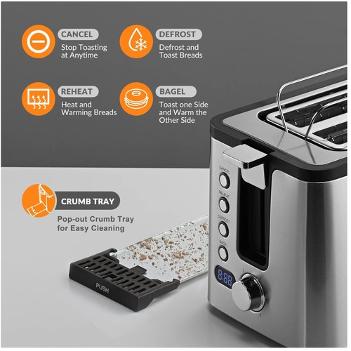 Stainless steel toaster - stainless, 6